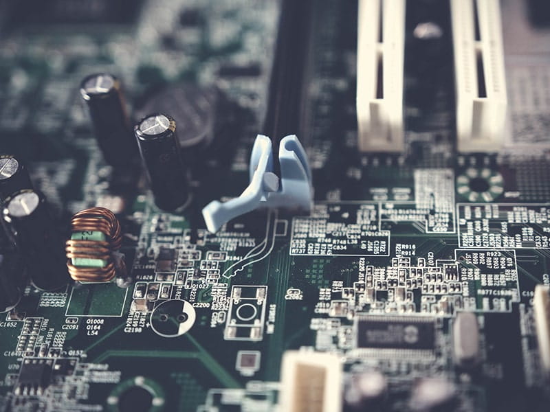 Close-up of electronic circuit board representing automation and embedded systems